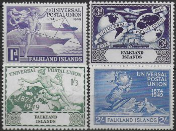 1949 Falkland Islands UPU 75th Anniversary 4v. MNH SG n. 168/71