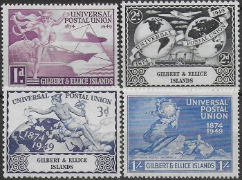 1949 Gilbert and Ellice Islands UPU 75th Anniversary 4v. MNH SG n. 59/62