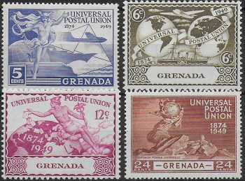1949 Grenada UPU 75th Anniversary 4v. MNH SG n. 168/71