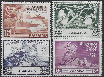 1949 Jamaica UPU 75th Anniversary 4v. MNH SG n. 145/48