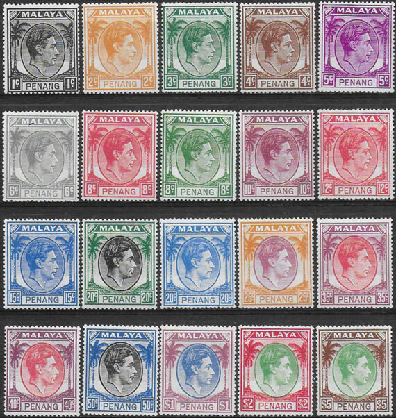 1949 Penang Malaysian States 20v. MNH SG n. 3/22