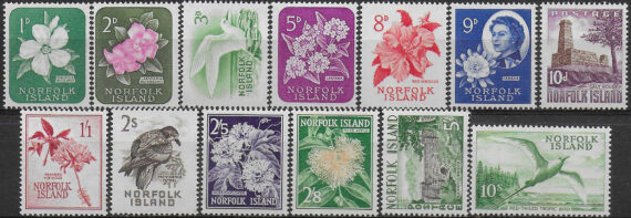 1960-62 Norfolk Island flora and fauna 13v. MNH SG n. 24/36