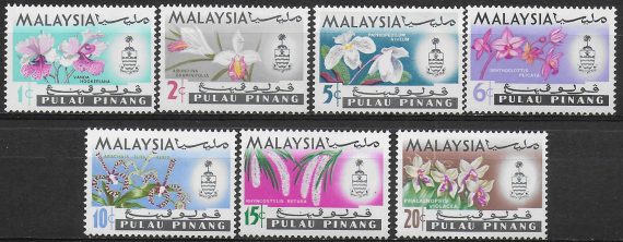 1965-68 Penang Malaysia flowers 7v. MNH SG n. 66/72