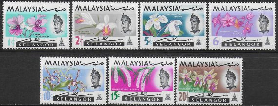 1965 Selangor Malaysia flowers 7v. MNH SG n. 136/42