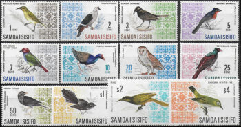 1967 Samoa e Sisifo birds 12v. MNH SG n. 280/89b