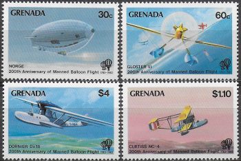 1983 Grenada 200th 1st Anniversary Balloon flight 4v. MNH SG n. 1262/65