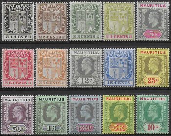 1910 Mauritius Edoardo VII 15v. MNH SG n. 181/95