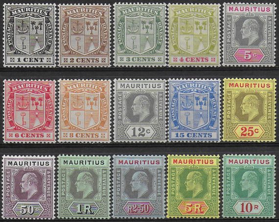 1910 Mauritius Edoardo VII 15v. MNH SG n. 181/95