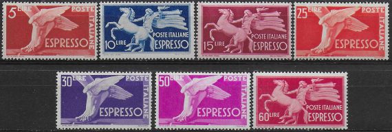 1945-52 Italia Espressi 7v. MNH Sassone n. 25/31