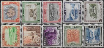 1950 Niue landscapes 10v. MNH SG n. 113/22