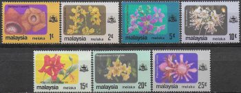 1979 Malacca Malaysia flowers 7v. MNH SG n. 82/88