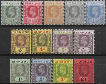 1907-12 Sierra Leone Edoardo VII 13v. MH SG n. 99/111