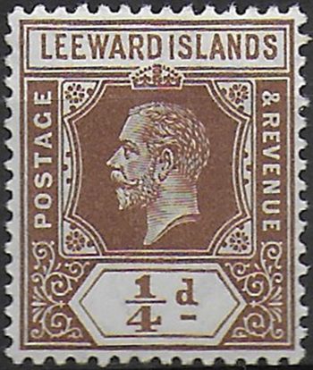 1912 Leeward Islands George V 1?4d pale brown MNH SG n. 46a