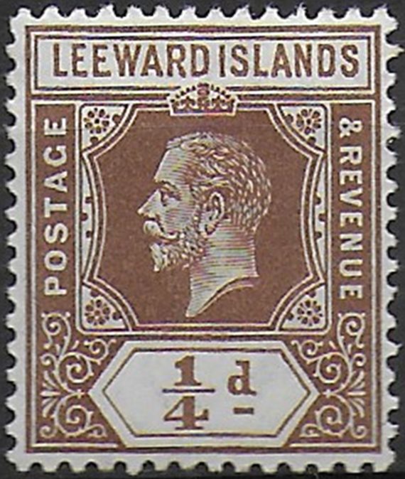 1912 Leeward Islands George V 1?4d pale brown MNH SG n. 46a