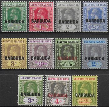 1922 Barbuda George V 11v. MH SG n. 1/11