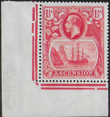 1924 Ascension 1½d. cleft rock 1v. corner MNH SG n. 12c