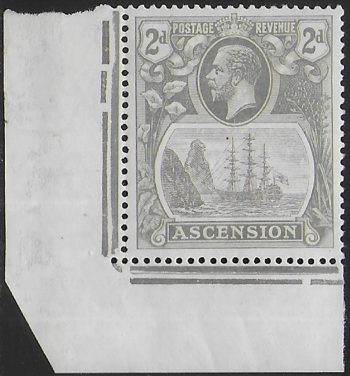 1924 Ascension 2d. cleft rock 1v. corner MNH SG n. 13c