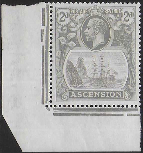 1924 Ascension 2d. cleft rock 1v. corner MNH SG n. 13c