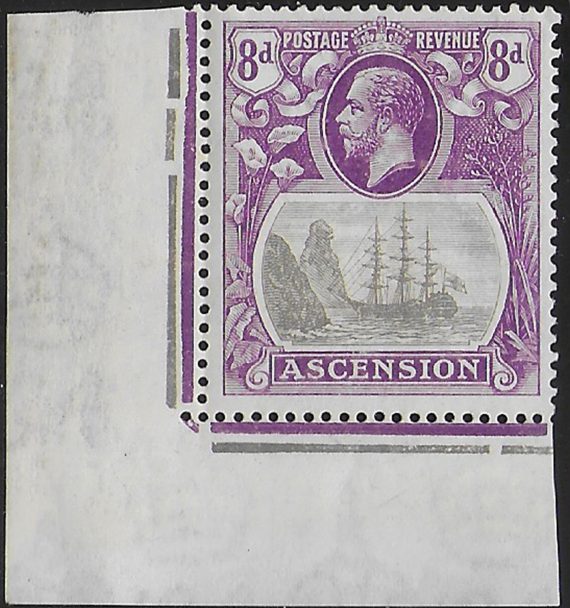 1924 Ascension 8d. cleft rock 1v. corner MNH SG n. 17c