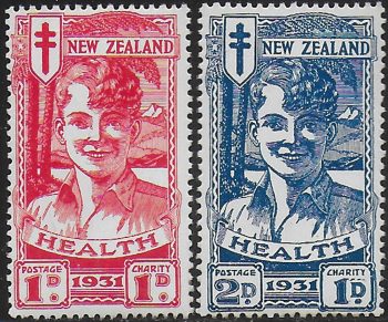 1931 New Zealand Health Smiling boy 2v. MNH SG n. 546/47