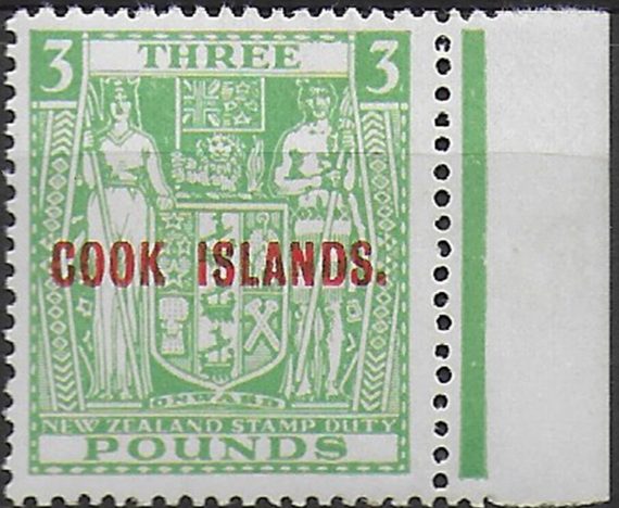 1932 Cook £3 green  overprinted bf MNH SG n. 98a