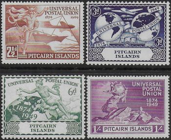 1949 Pitcairn Islands UPU 75th Anniversary 4v. MNH SG n. 13/16