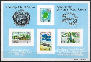 1974 Nauru centenary of the UPU 1MS MNH SG n. MS 126