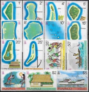 1976 Tuvalu landscapes and activities 15v. MNH SG n. 58/69