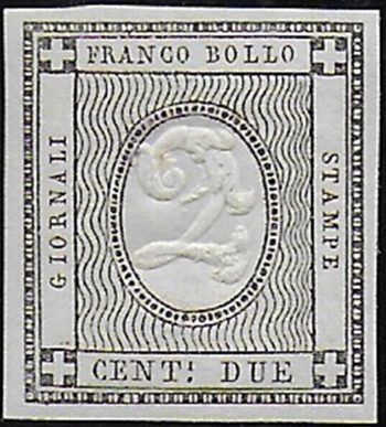 1861 Italia Sardegna stamps for printed matter 2c.  MNH Sassone n. 20