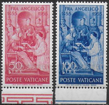 1955 Vaticano Fra Angelico 2v. MNH Sassone n. 195/96