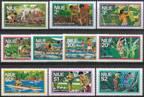 1976 Niue food gathering 10v. MNH SG n. 198/207