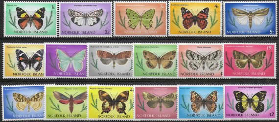 1977 Norfolk Island butterflies 17v. MNH SG n. 179/95