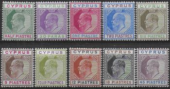 1902-04 Cyprus Edward VII 10v. MH SG n. 50/59