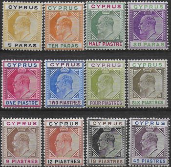 1904-10 Cyprus Edward VII 15v. MH SG n. 60/71