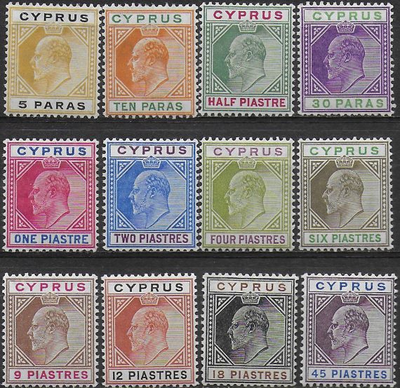 1904-10 Cyprus Edward VII 15v. MH SG n. 60/71