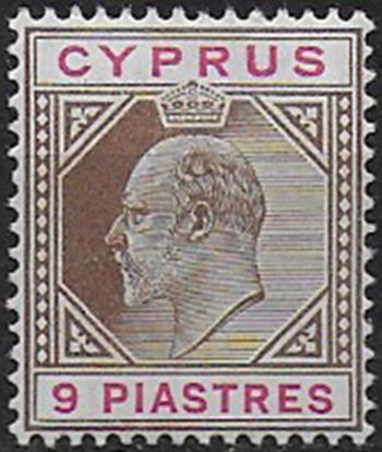 1904 Cyprus Edward VII 9p. brown and carmine MNH SG n. 56