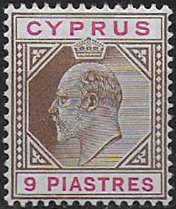 1904 Cyprus Edward VII 9p. brown and carmine MNH SG n. 56