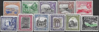 1934 Cyprus George V 11v. MNH SG. n. 133/43