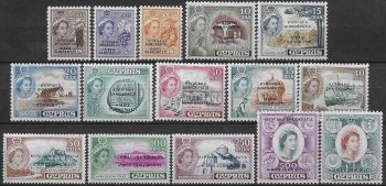 1960-61 Cyprus Elizabeth II 15v. MNH SG n. 188/202