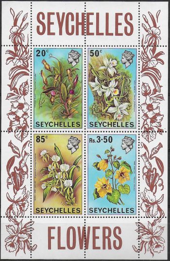 1970 Seychelles flowers 1 mini-sheet MNH SG n. MS292