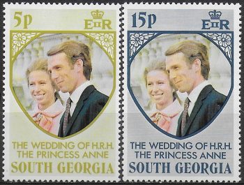 1973 South Georgia wedding of Princess Anne 2v. MNH SG n. 38/39