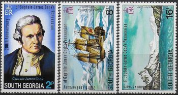 1975 South Georgia Captain Cook 3v. MNH S.G. n. 43/45