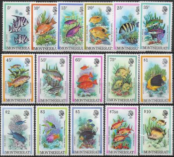 1981 Montserrat fish 16v. MNH SG n. 555/70