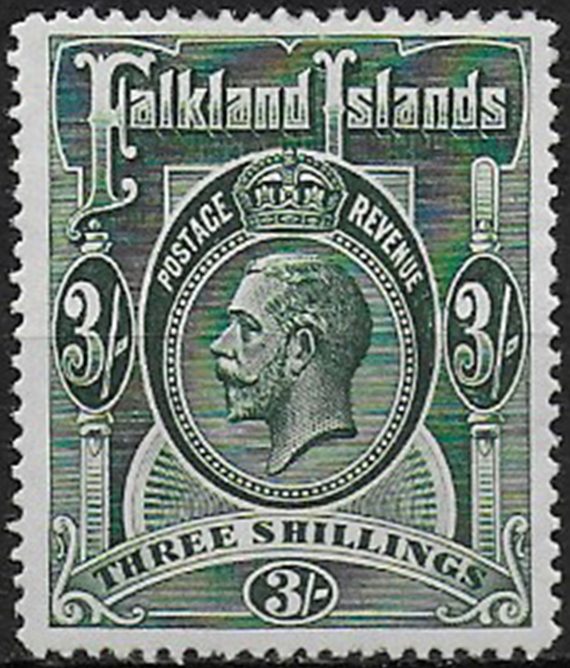 1912 Falkland Islands 3s. slate green MNH SG n. 66