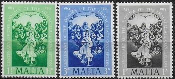 1954 Malta Immaculate Conception 3v. MNH SG n. 263/65