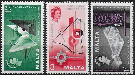 1958 Malta Technical Education 3v. MNH SG n. 286/88