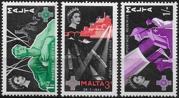 1958 Malta Geoge Cross 3v. MNH SG n. 289/91