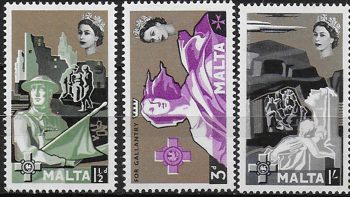 1959 Malta Geoge Cross 3v. MNH SG n. 292/94