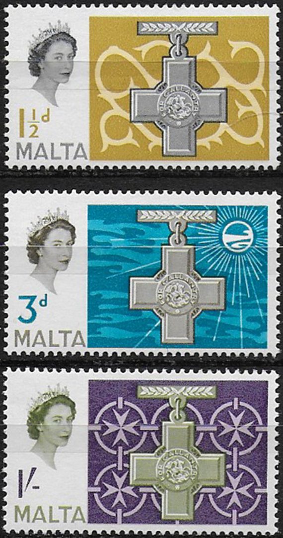 1961 Malta Geoge Cross 3v. MNH SG n. 304/06