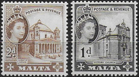1963-64 Malta Nos. 268+270 W w12 2v. MNH SG n. 314/15
